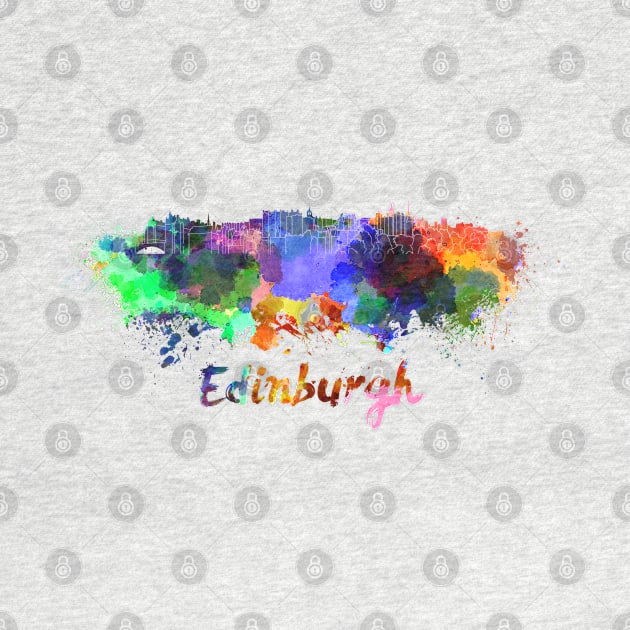 Edinburgh skyline in watercolor by PaulrommerArt